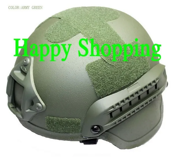 Защитный шлем Mich 2000 для страйкбола со встроенным адаптером ARC Rail NVG армейский