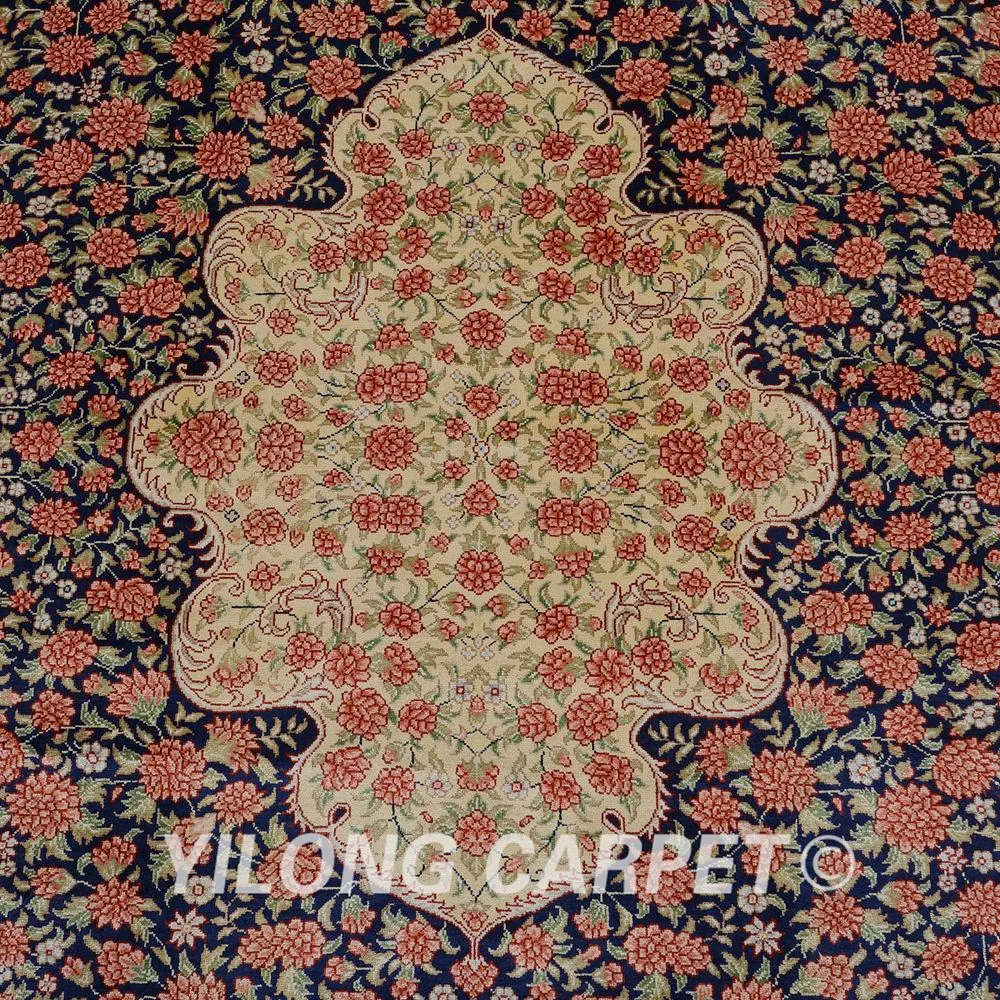Yilong 5'x8 'Кашмир qum шелковый ковер красный выгодный традиционный искусственный