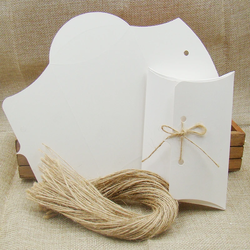 Винтажные крафтовые/белые/черные упаковочные коробки для подушек 30 шт. + струн