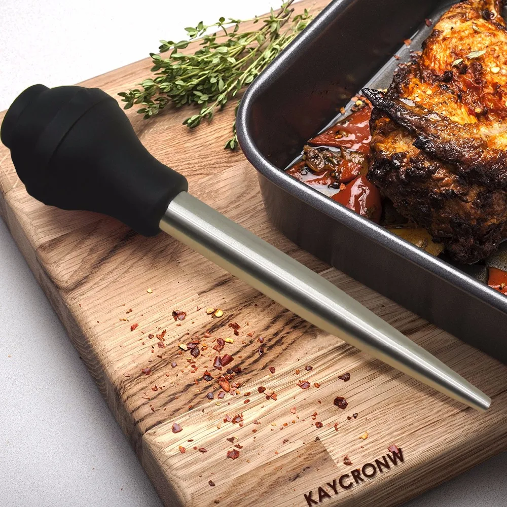 Нержавеющая Сталь Курица индейка Бастер мясо шприц маринада инжектор в том числе иглы и дополнительные кисти барбекю Кухня Assessoies