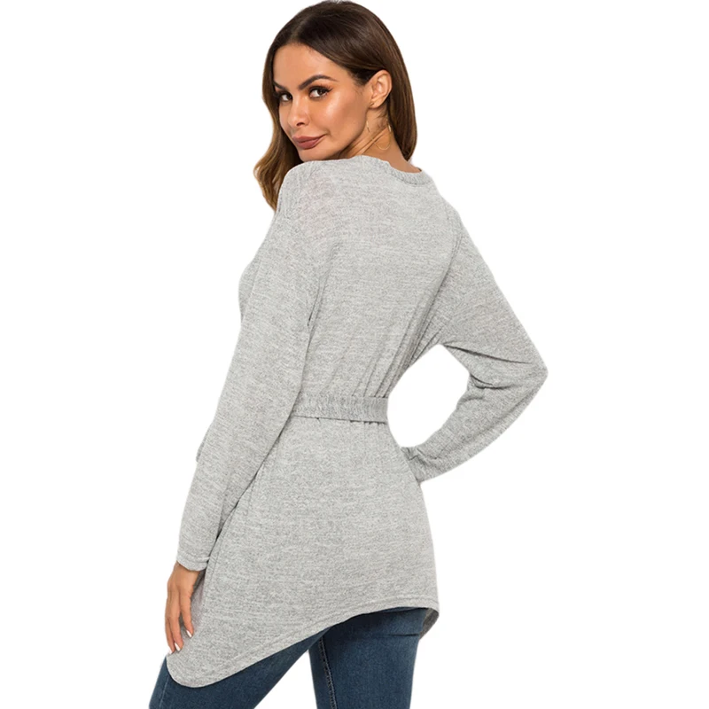 

Elegant Cardigan Women Thin CardiganSolid Front Open Long Sleeve Solid Asymmetrical Hem Outerwear Coat For Women