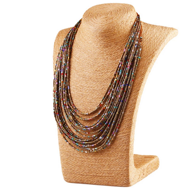 Women Bohemian Style Long Bohe Necklace Handmade Beads Chainbone Chain Vintage Ethnic Accessories Jewelry Gift | Украшения и