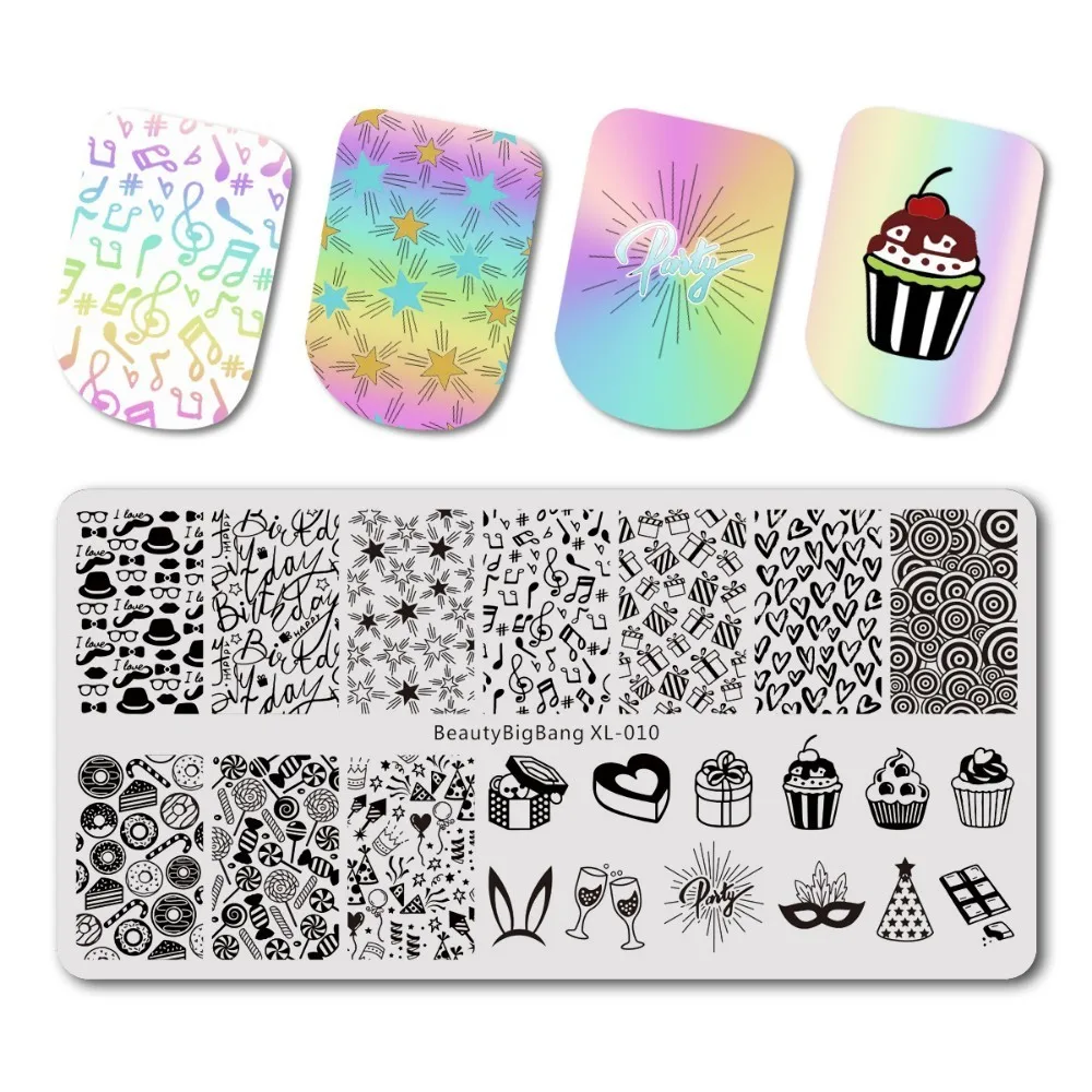 BeautyBigBang 6*12 см штамповка для ногтей торт десерт шаблон штамп трафареты переноса