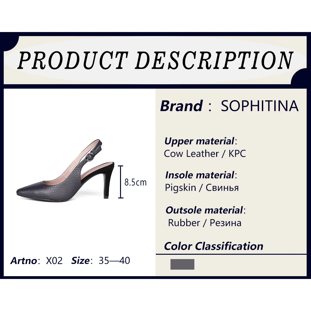 SOPHITINA/Новинки 2019г.; Женская обувь в испанской стиле ; Модные женские босоножки c закрытым мыском и открытой пяткой; Пикантные удобные туфли из натуральной кожи; Кожаные женские сандаллии на среднем каблуке X02