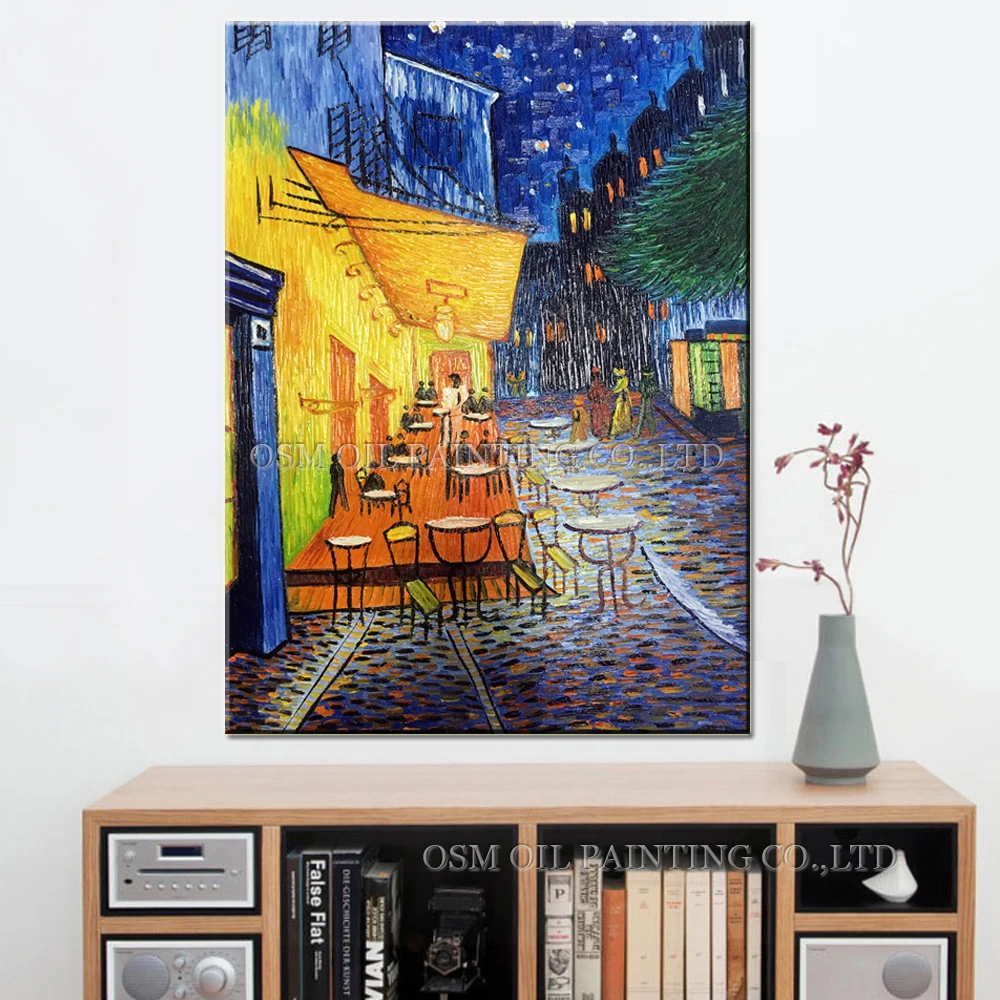 Расписанное вручную размножение кафе Ван Гога в ночное время-хороший выбор