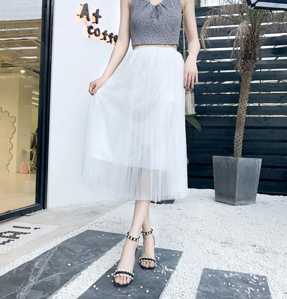 ZADORIN летняя фатиновая юбка женская трехслойная серая черная белая