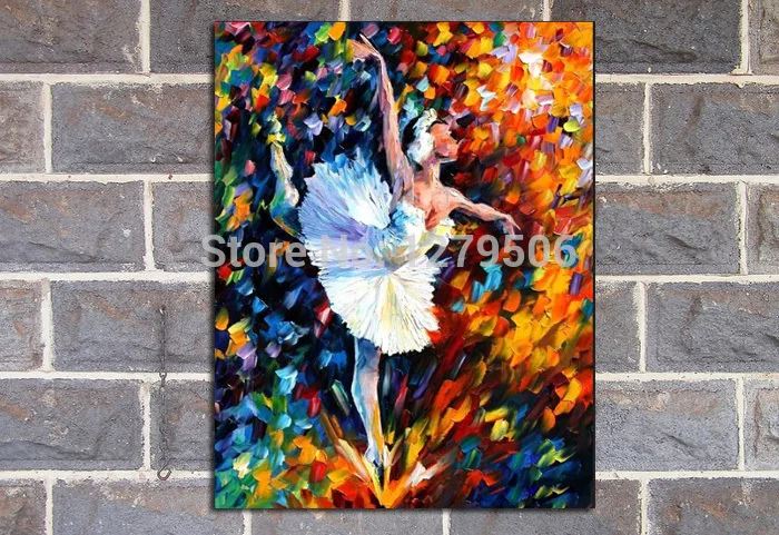 Wall Art For Large Fashion handpainted Painting Canvas Picture Abstract Figures Hand Painted Colorful dancing Girl Oil | Дом и сад
