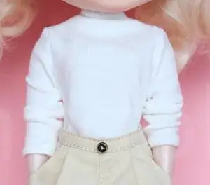 1 pcs white shirt Модная одежда Blyth Doll, 30 см футболка с длинными рукавами Повседневные укороченные штаны цвета хаки для Licca кукла azone Одежда Игрушка для девочек - Цвет: 1 pcs white shirt