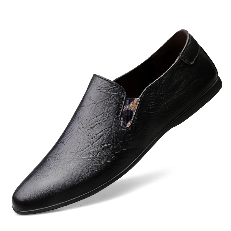 

2019 Casual Men leather party Dress shoes business breathable fashion Male Flats high quality split loafers black brown shoes