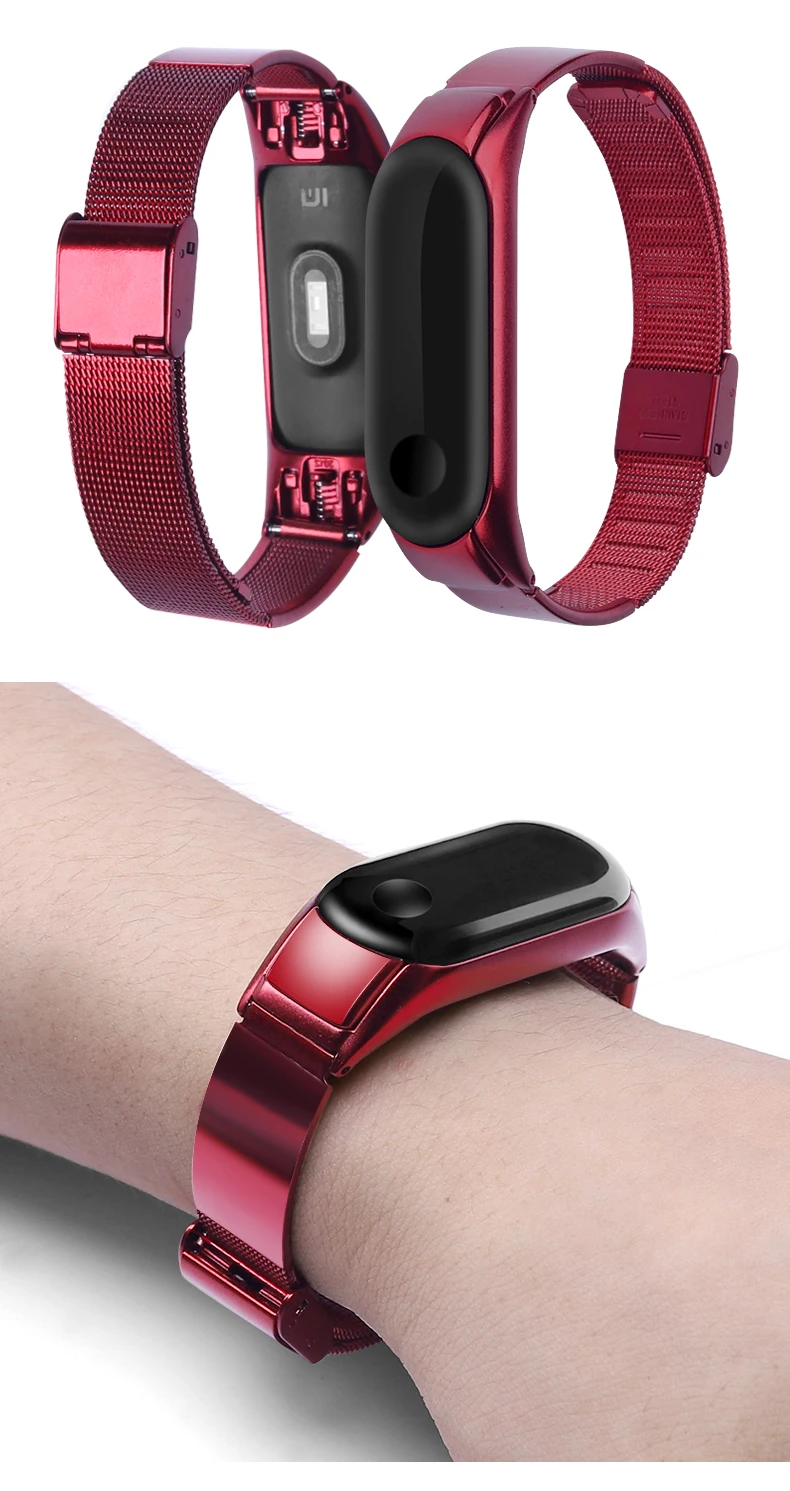 Для xiaomi mi band 3/4 металлический ремешок для наручных часов из нержавеющей стали mi Группа 4 браслет сменный ремешок mi band 3/4 аксессуары