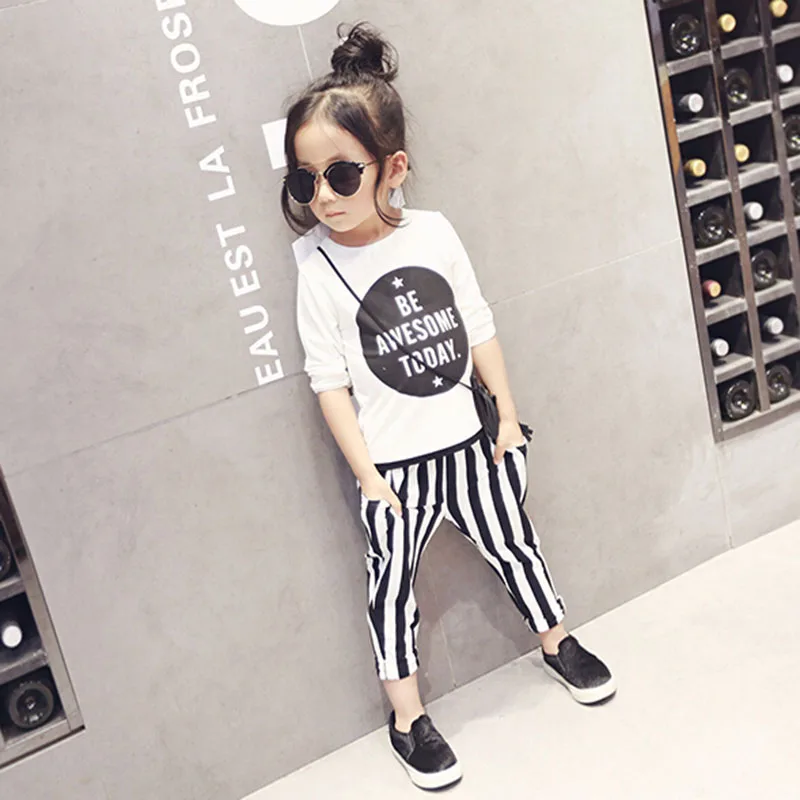 _ 2018 Осенняя Высококачественная рубашка для девочек с буквами Детская Хлопковая