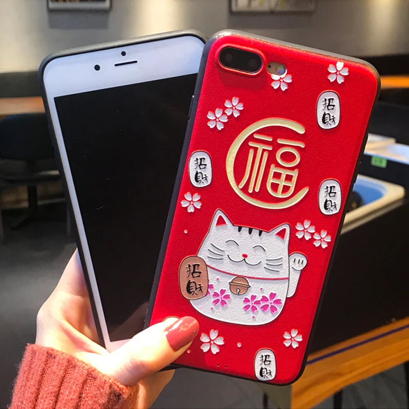 KaiNuEn luxury 3d cat tpu phone back etui coque cover case for iphone 8 plus 8plus silicone silicon cases For Apple iphone8plus |