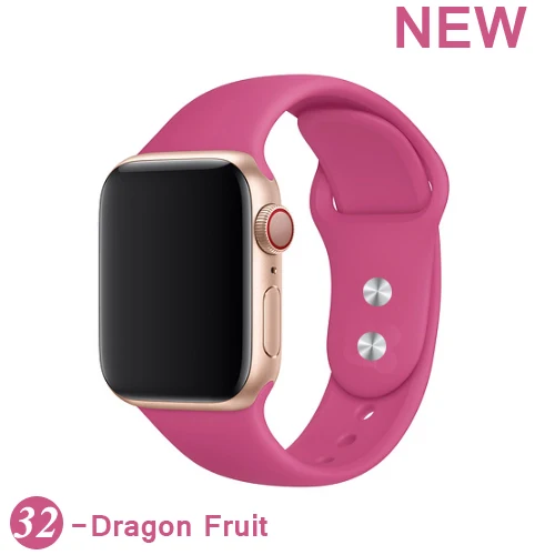 32-Dragon Fruit Спортивный силиконовый ремешок для apple watch band 4 44 мм 40 мм iwatch band 42 мм 38 мм ремень для браслета apple watch series 5 4 3 2 аксессуары - Цвет ремешка: 32-Dragon Fruit