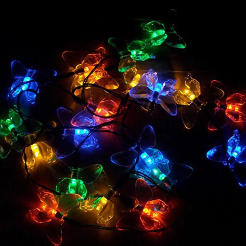 4 5 м/20LED гирлянда на солнечных батареях бабочка солнечный светильник светящиеся