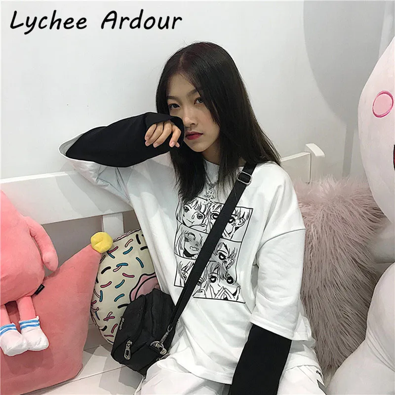 Lychee Ardour характер Лоскутная Толстовка с круглым вырезом и длинным рукавом