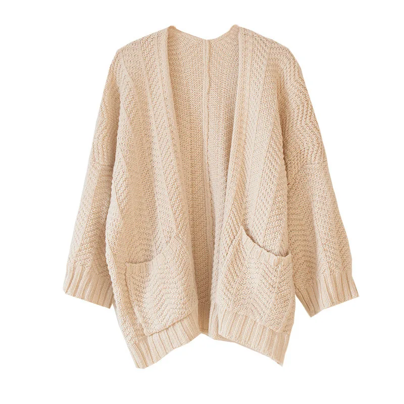 OMCHION Poleras Mujer2018 Autumn Pockets Knit Sweater Women Casual Loose Warm Korean Cardigan Jacket Winter Jumper LS66 |