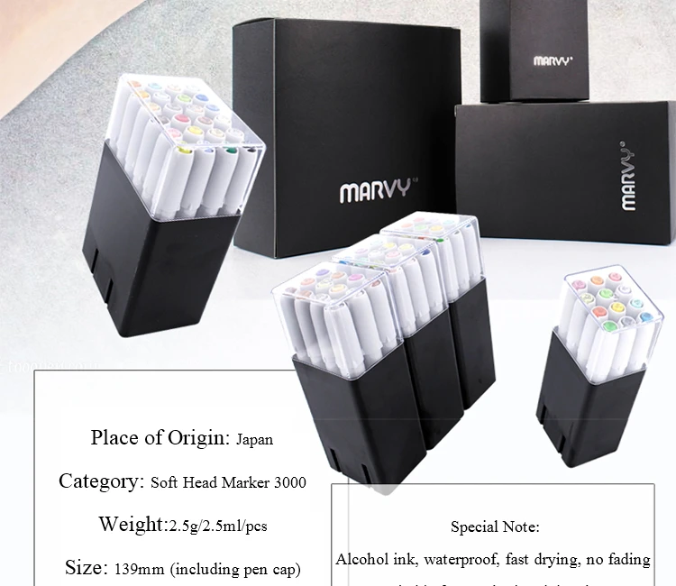 Marvy 3000 Профессиональная щетка для волос, с мягкой головкой Маркер ручки манга цветов маркеры с кистью ручка 12/24/36/72/144 предметов в партии, для детей товары для рукоделия