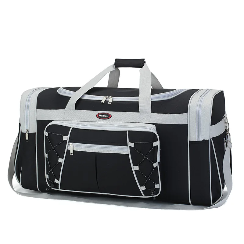 Black-white Большая Дорожная сумка 50L нейлоновые уличные сумки, одноцветная спортивная сумка, спортивные сумки, мужские сумки для путешествий, кемпинга, 6 цветов, WX133 - Цвет: Black-white