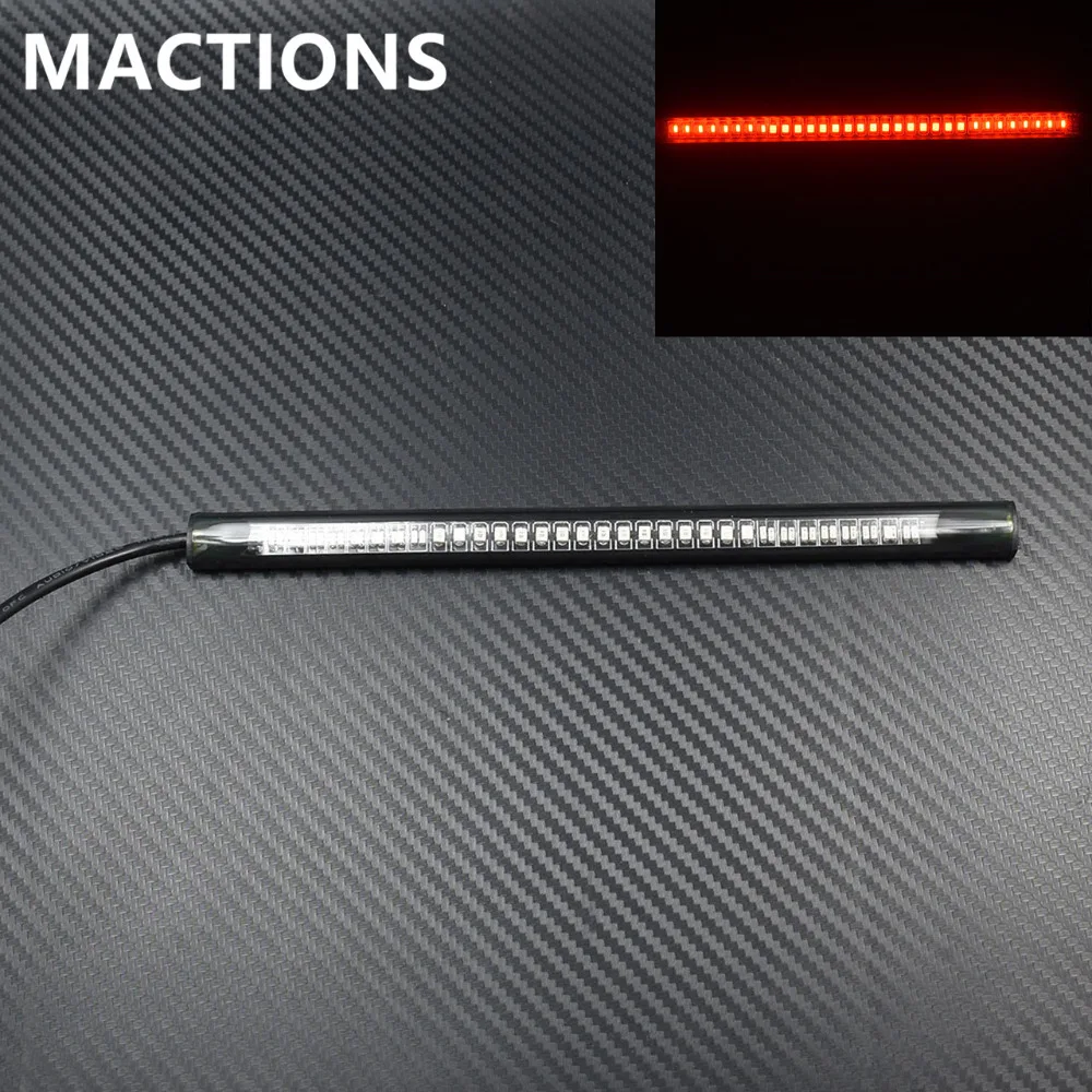 

Flexible LED Motorcycle Brake Lights Tail Turn Signal Light Strip 48 Leds License Plate Light Flashing Tail Stop Light