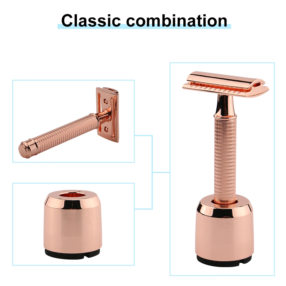 HAWRAD RAZOR Men's Double Edge Razor Manual Safety Razor 1 Zinc Alloy Head+Gold Brass Handle+10 Blades+Gift Box,Women Razors