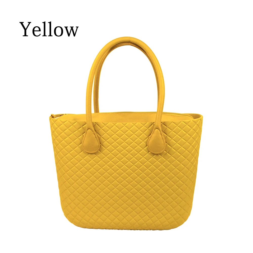 yellow TANQU стиль obag Классическая большая EVA сумка с внутренним карманом красочные ручки Водонепроницаемая O сумка женская сумка сумочка DIY сумка - Цвет: yellow