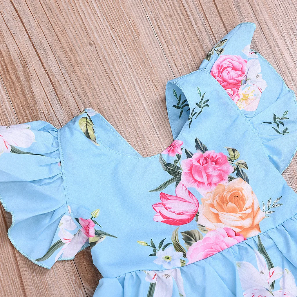 Летние комплекты для девочек 2019 топы и шорты с цветочным принтом оборками