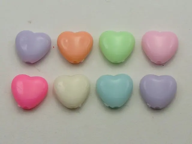 100 Смешанная пастель цветные акриловые милые бусины с сердечками 12X11mm | Украшения