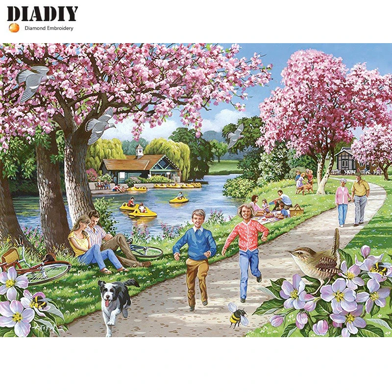 DIADIY 5D DIY полноразмерная/круглая алмазная живопись игривые люди вышивка крестиком