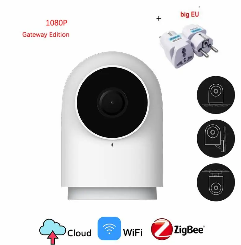add big EU adapter Xiaomi Aqara умная камера G2 1080P Gateway Edition Zigbee умная связь Wifi Беспроводная облачная домашняя безопасности - Цвет: add big EU adapter