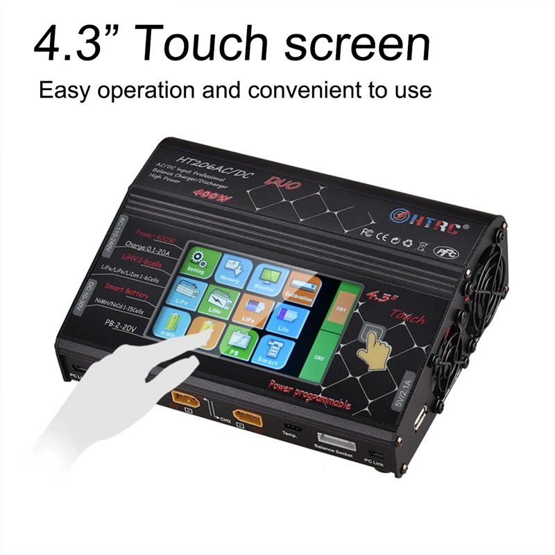 HTRC HT206 AC/DC сенсорный экран RC баланс зарядное устройство для литий-ионной батареи ЕС вилка