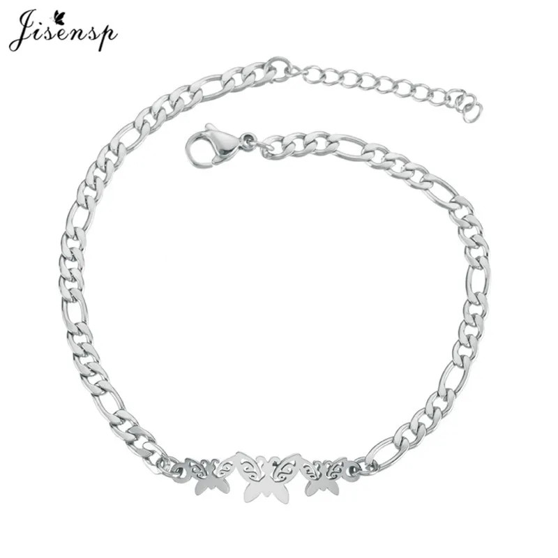 SL145S Jisensp браслеты с бабочками, слонами, браслеты с животными, цепочка, браслет, женские браслеты из нержавеющей стали, аксессуары для женщин - Окраска металла: SL145S