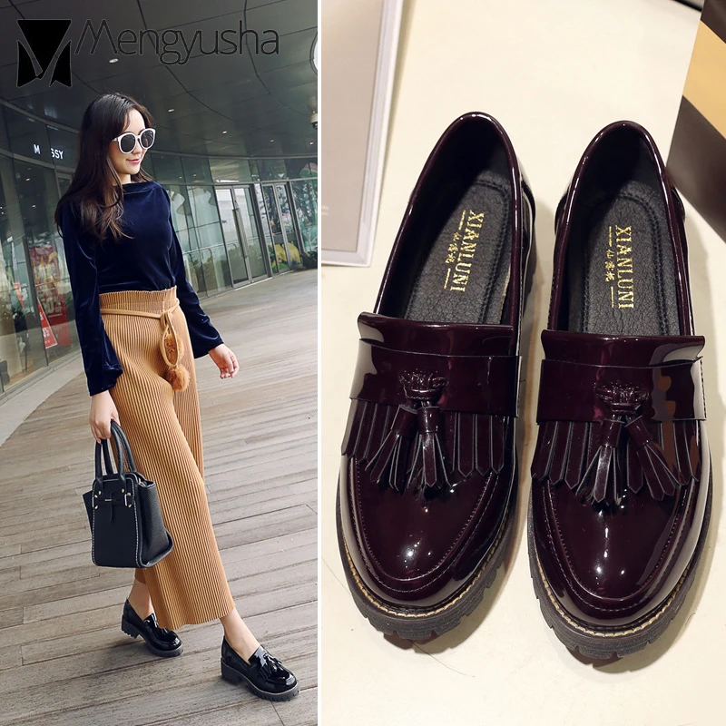 Фирменный дизайн кожаные туфли с бахромой в консервативном стиле женские на