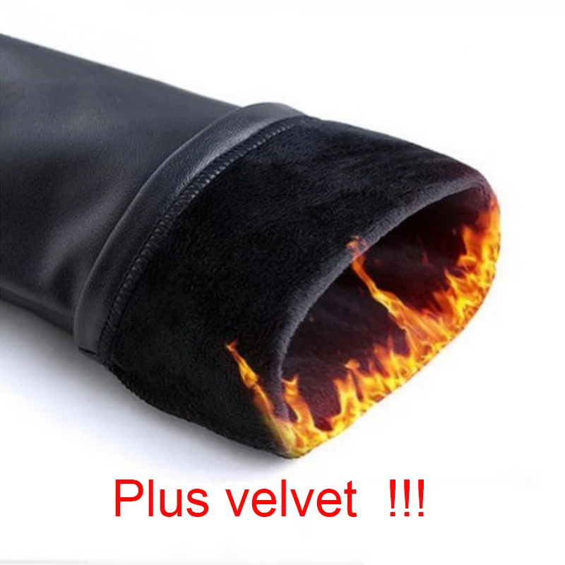 002 Plus Velvet Kaminsky L-4XL Женские зимние кожаные брюки больших размеров, теплые бархатные брюки с высокой талией, женские плотные тонкие кожаные леггинсы - Цвет: 002 Plus Velvet