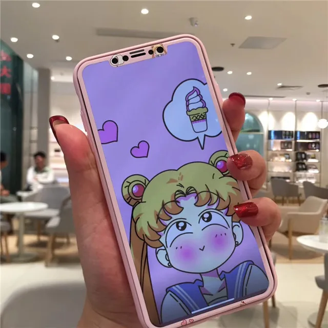 Для iphone 6 6 S 7 8 Plus Закаленное стекло Защитная пленка для экрана для iphone X XS Max glass 3D 0,2 мм Жесткая пленка для экрана Милая Сейлор Мун