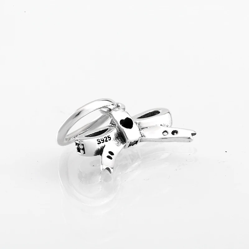 Модный 925 пробы Серебряный бант CZ Изящные Подвески подходят к оригиналу Pandora браслет для изготовления ювелирных изделий