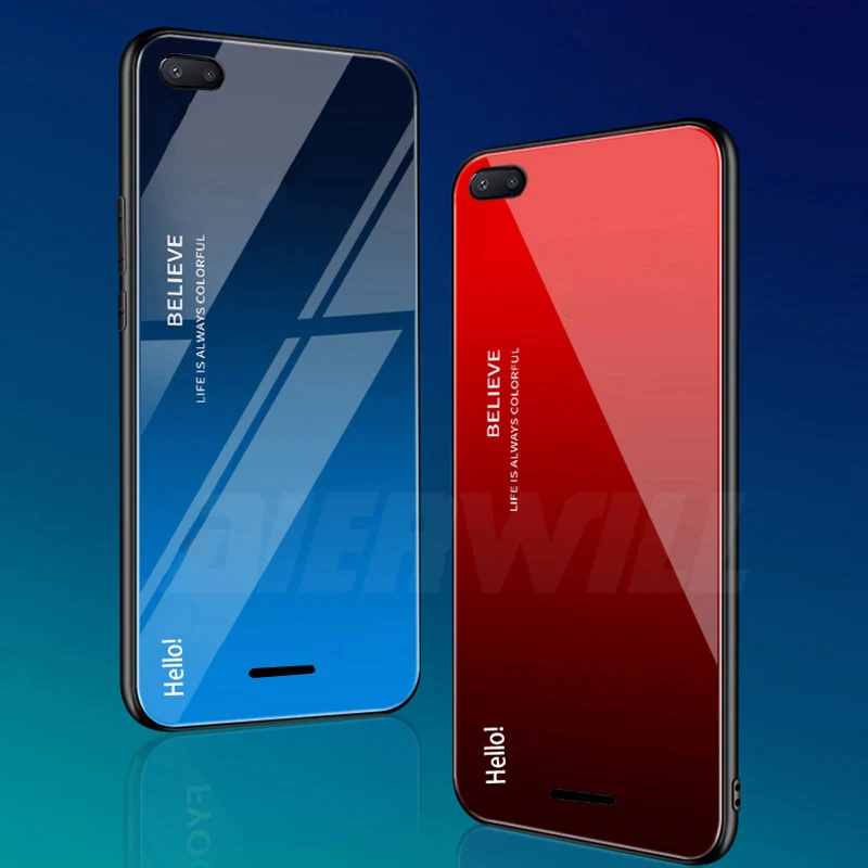 Роскошный стеклянный чехол для Xiaomi Redmi 6A Чехол 9 H силиконовый из закаленного
