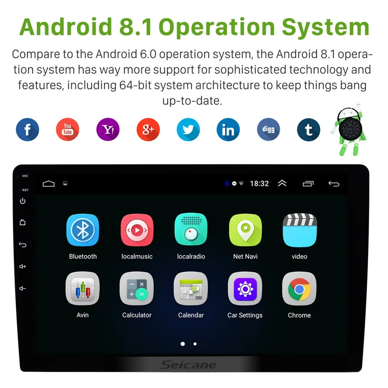 Автомагнитола Seicane 2DIN универсальная android 9 1 GPS мультимедиа головное устройство
