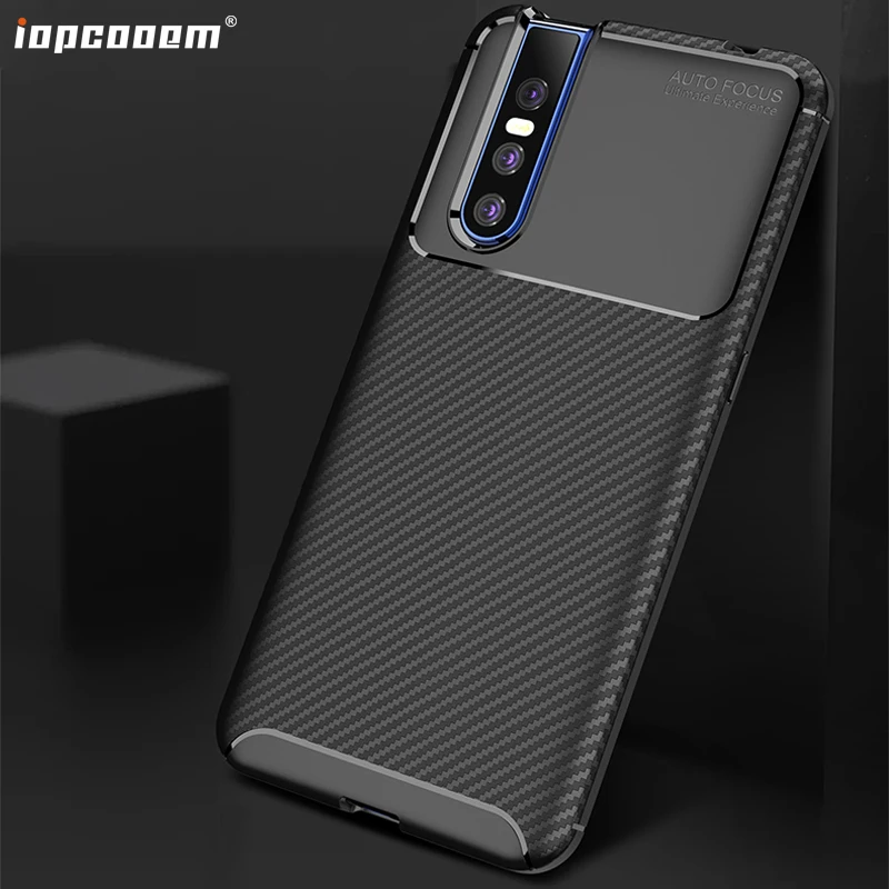 V15 Pro Чехол для VIVO X23 X27 оболочка Y97 анти осенние углеродного волокна ТПУ чехол на