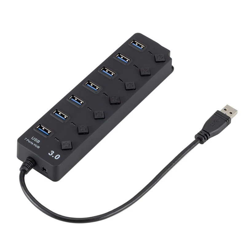 Концентратор USB 3 0 с 7 портами и кнопочным переключателем для передачи данных