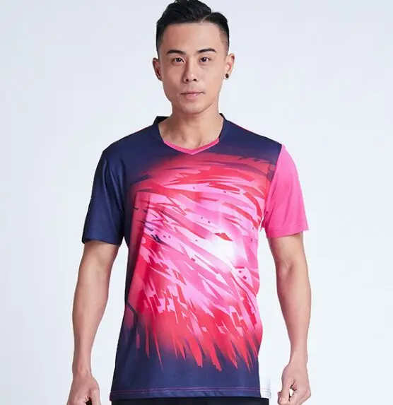 K-01 Shirt Новинка, мужские теннисные футболки, мужская быстросохнущая футболка для бадминтона, мужская спортивная одежда, синие настольные комплекты на заказ, ваше имя - Цвет: K-01 Shirt