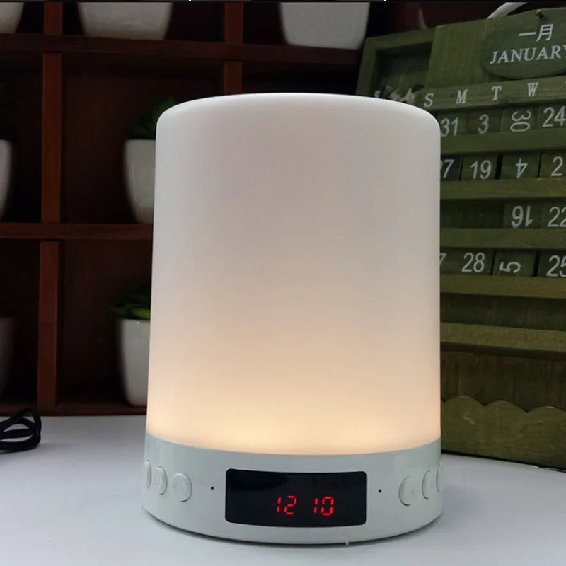 With Clock USB датчик с Bluetooth динамиком светодиодный светильник с сенсорным управлением для детей RGB Ночной светильник Новинка Детский светодиодный светильник, подходит для ноутбука - Испускаемый цвет: With Clock