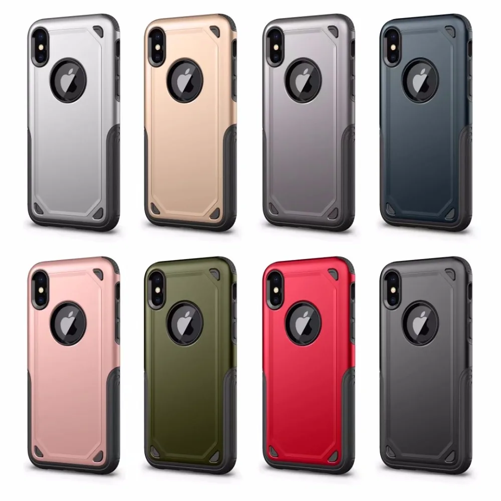 

For iPhone 5 5S 6 6S 6 Plus Luxury 'Power-Armor' Hybrid Rubber Hard Phone Back Case Skin Cover For iPhone X 7G 8G 7 Plus 8 Plus