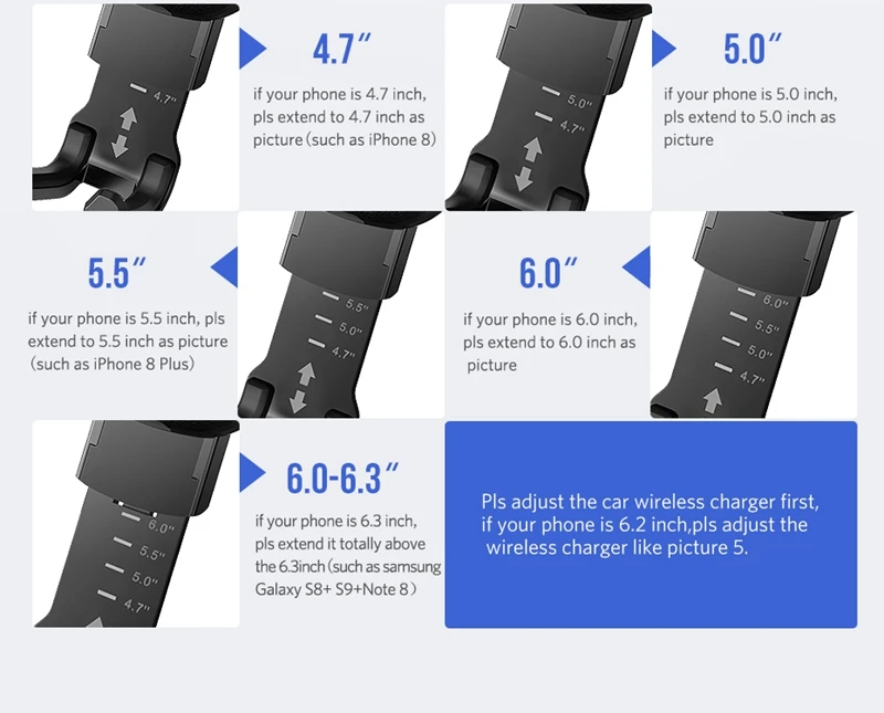 Беспроводное зарядное устройство автомобильное крепление Qi Зарядка для samsung Galaxy S9 S8 Note 8 9 держатель телефона для iPhone X XS MAX XR 8 Беспроводное зарядное устройство