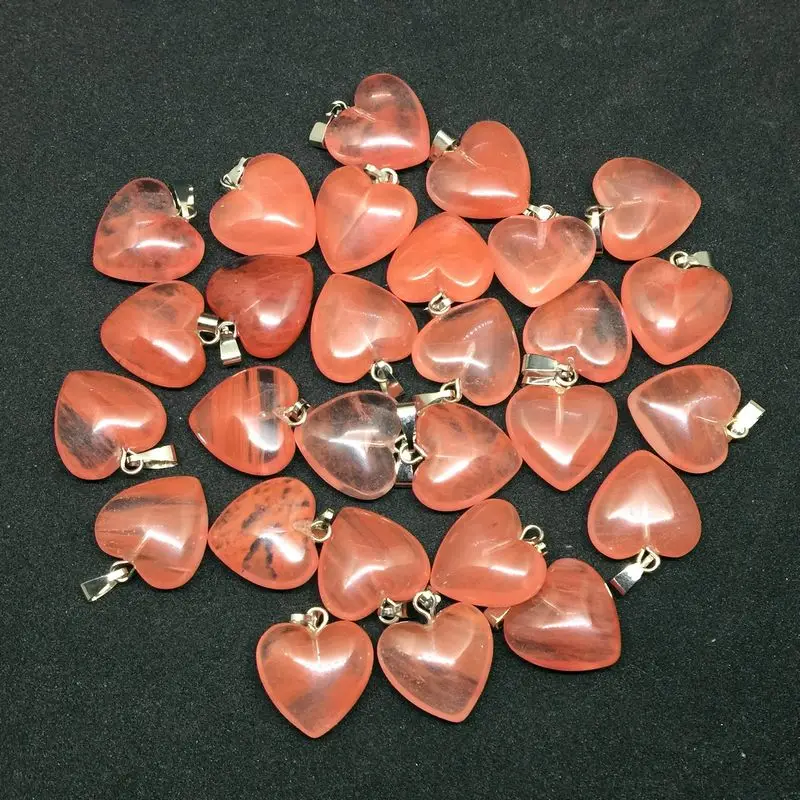 Камень сердце Шарм 16 мм кулон 15 видов цветов Мода Кристалл Опал Сердолик для DIY