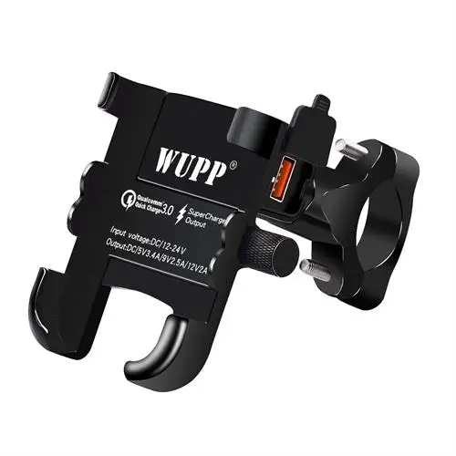 Черный WUPP Универсальный QC 3,0 USB мотоцикл Зарядное устройство Держатель Телефона Водонепроницаемый 12V мотоцикл, для мобильного телефона, устанавливаемый Мощность адаптер крепление на руль - Цвет: Черный