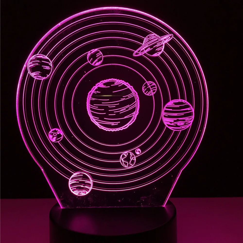 Креативные 3D RGB Иллюзия Вселенная планеты светодиодные ночники видения