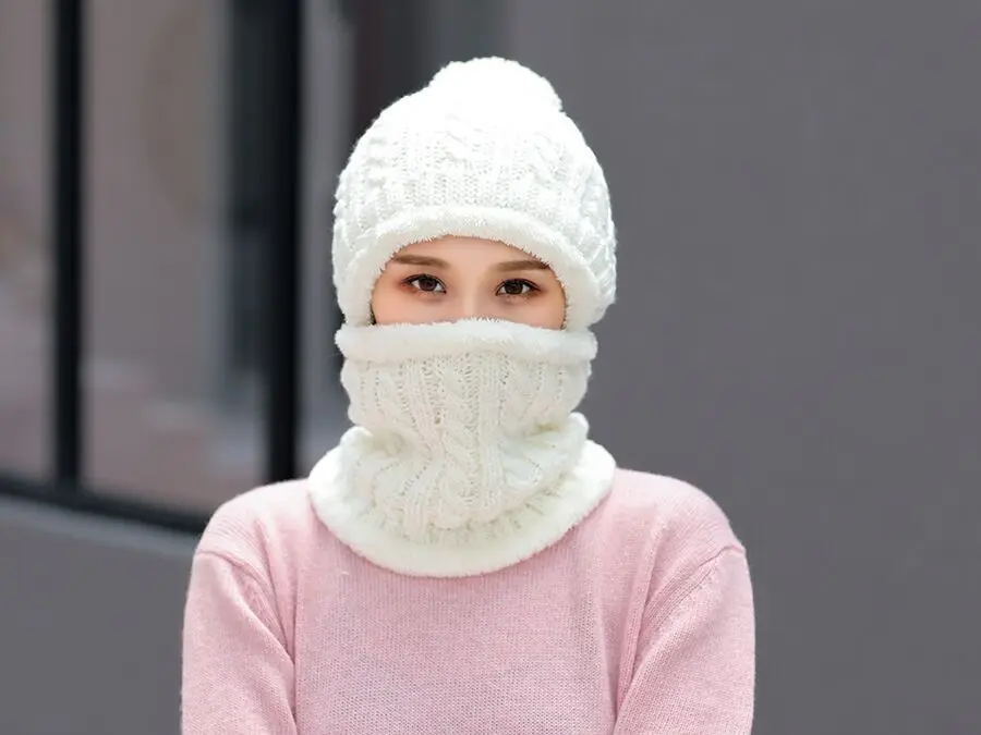 MAERSHEI зимние Skullis Beanies набор шапки и шарфа с помпоном для женщин и мужчин шерстяная шапка s Балаклава маска Gorras Bonnet вязаная шапка