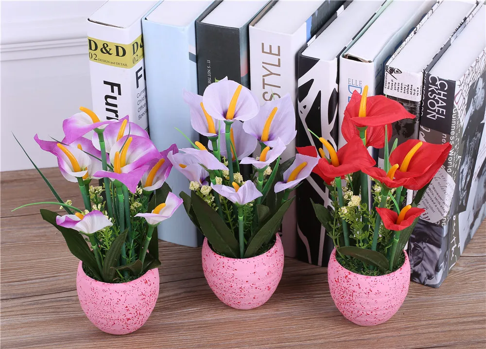 Искусственная Калла цветы + ваза настоящий сенсорный букет каллы для свадебного