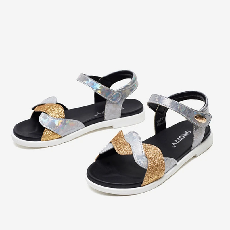 

Kids Sandals Girls Princess Summer Beach Shoes Sandale Filles Bright Girls Shoes Patchwork Design Children Leather Sandals TX487