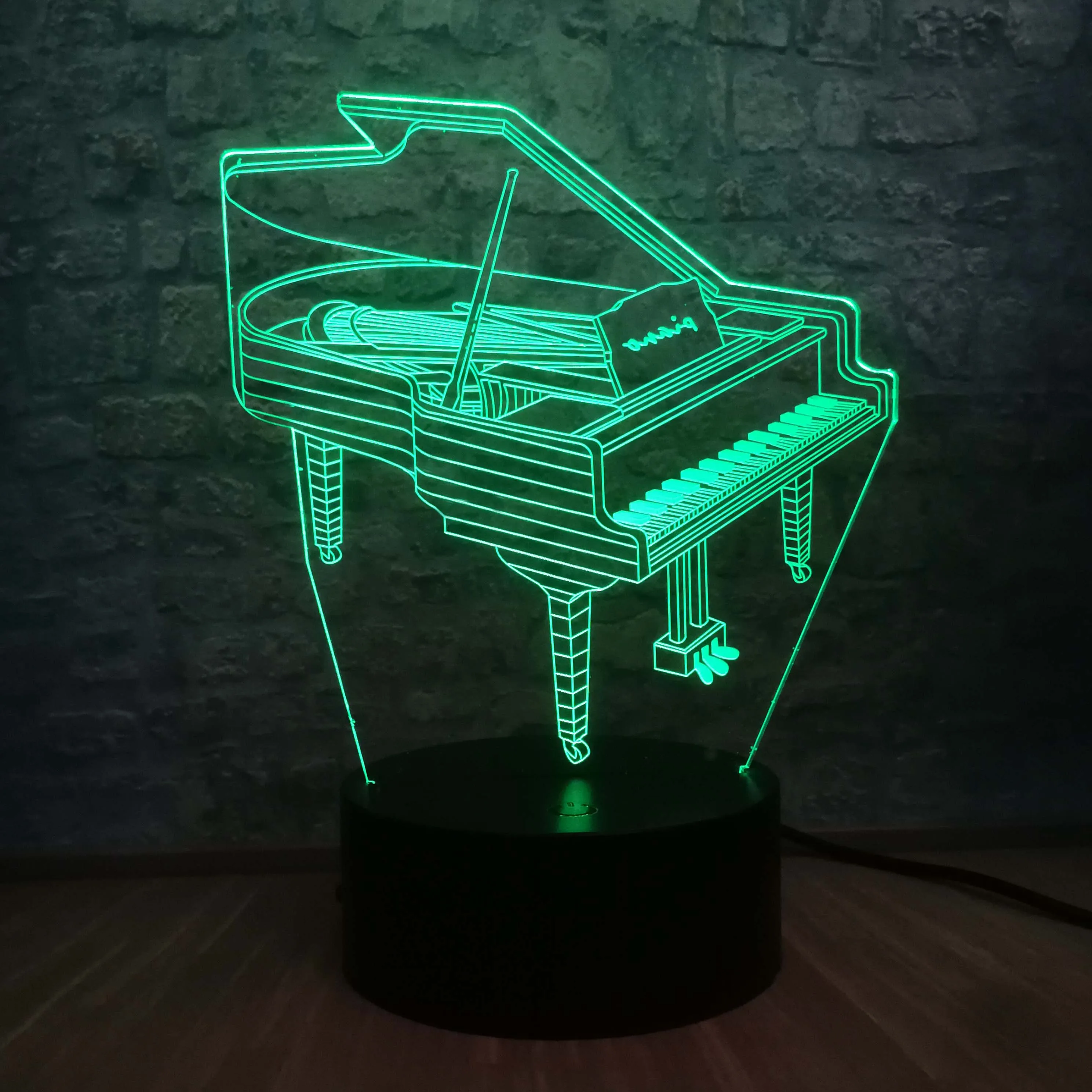 Музыкальный инструмент ретро пианино 3D USB светодиодный светильник 7 цветов лампа